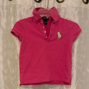 Polo by Ralph Lauren Girls Bright Pink Polo Shirt Size 6 🔥 BL1